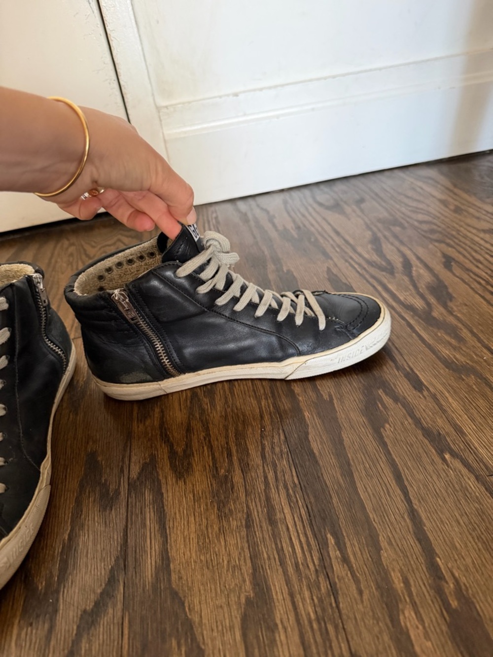 Golden Goose Black Studded High-Top Sneakers with White Laces - Picture 4 of 8